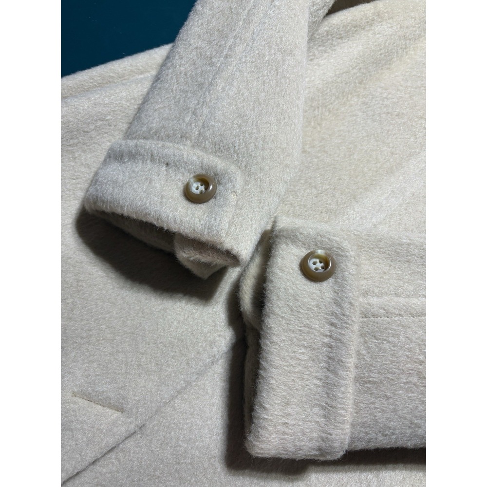 Vtg 60s Alpagora Deep Fleece Wool Mohair Coat ILGWU Cream Mod Swing Womens Large - Picture 16 of 16